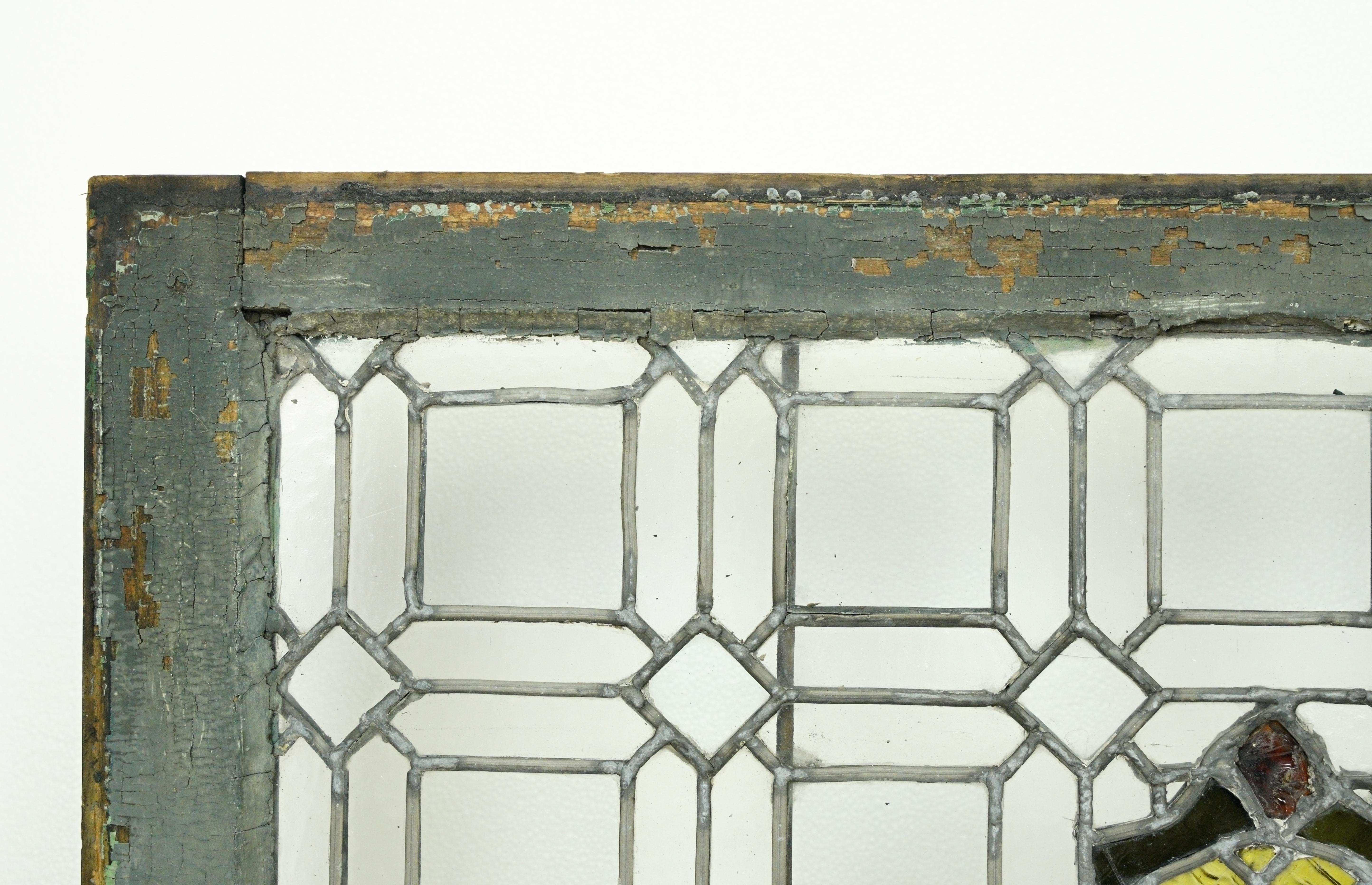 Antique Médaillon Ruban Plombé Vitrail Bon état - En vente à New York, NY