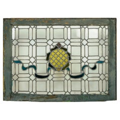 Antique Medallion Ribbon Leaded Stained Glass Window