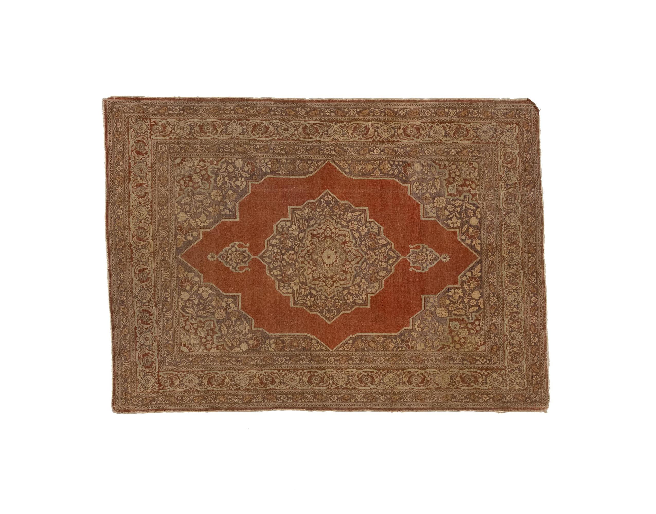 Hand-Woven Antique Medallion Rug from the 1880s For Sale