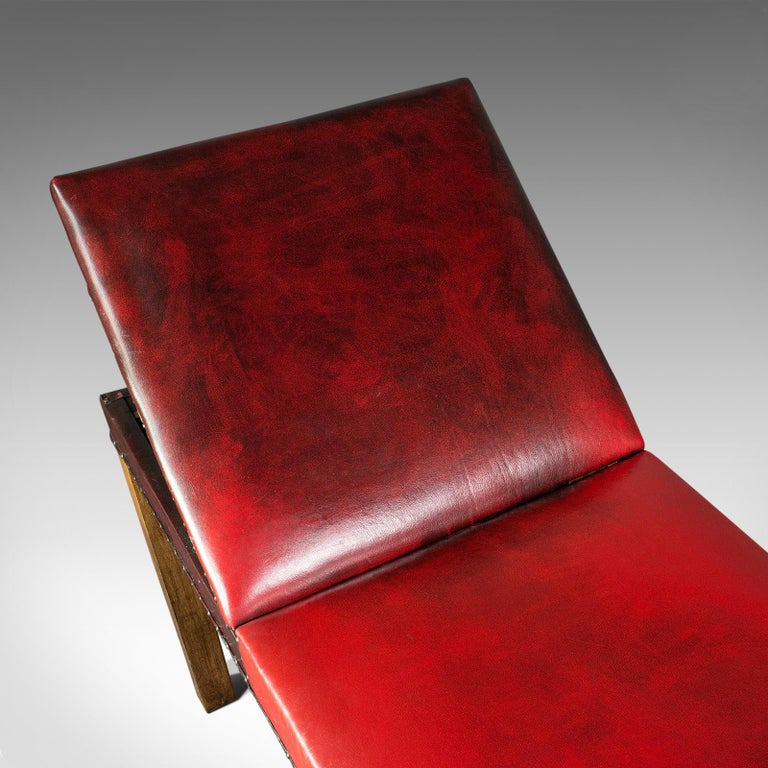 Antique Medical Consultant's Bench, English, Leather, Oak, Massage, Table, 1910 For Sale at