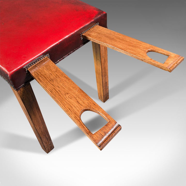 Antique Medical Consultant's Bench, English, Leather, Oak, Massage, Table, 1910 For Sale at