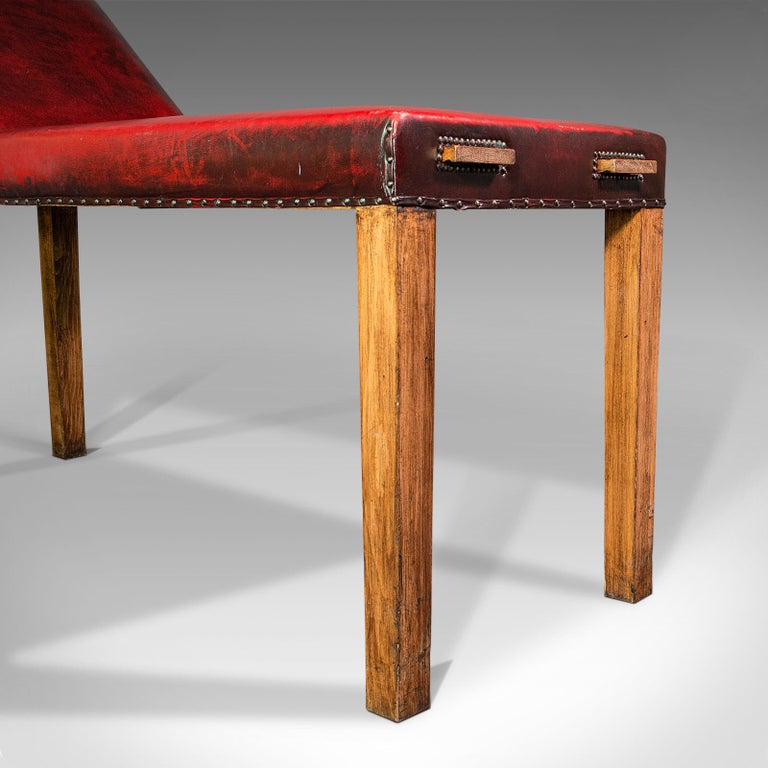 Antique Medical Consultant's Bench, English, Leather, Oak, Massage, Table, 1910 For Sale at