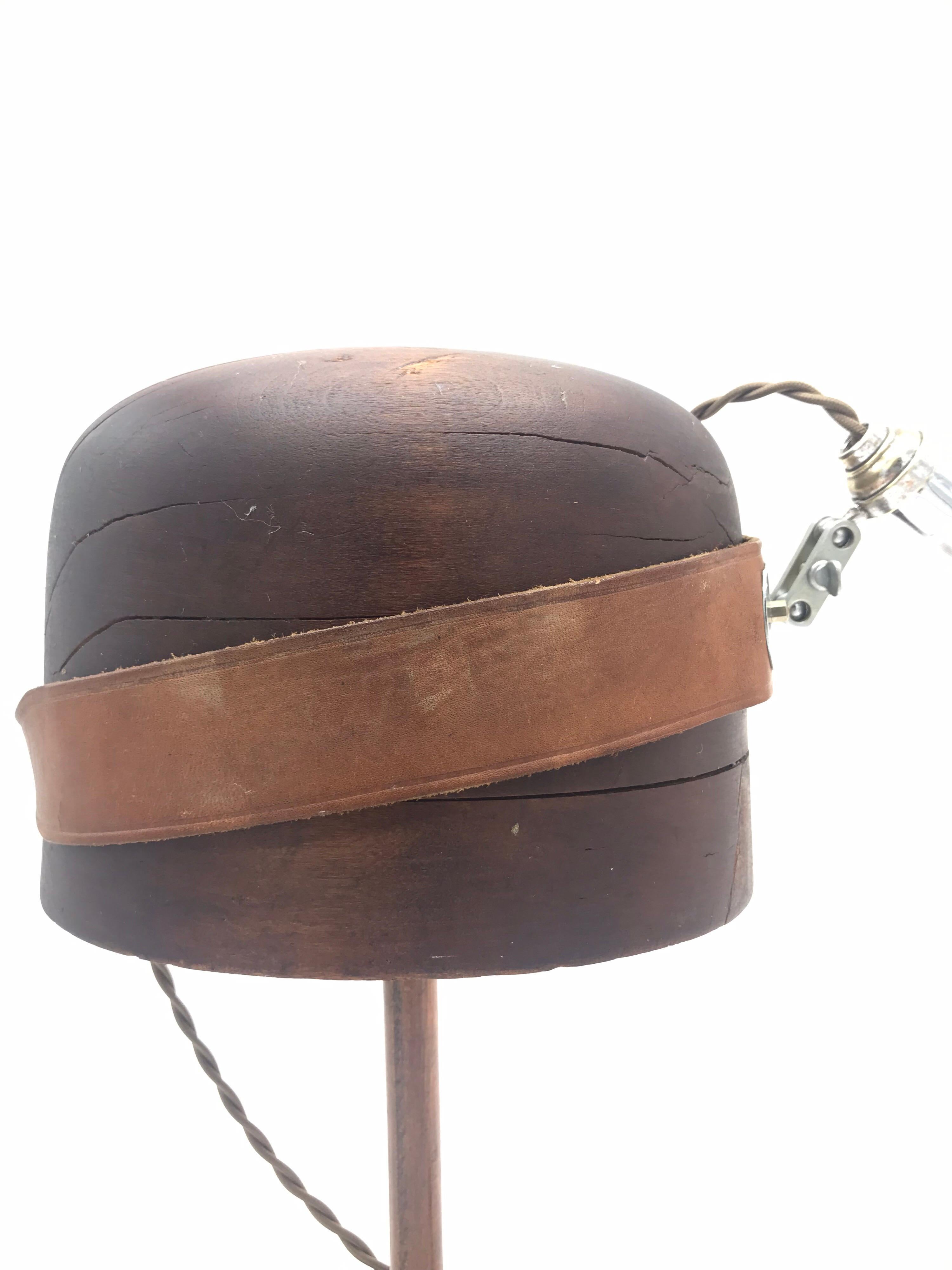 Wood Antique Medical Head Lamp Display Stand