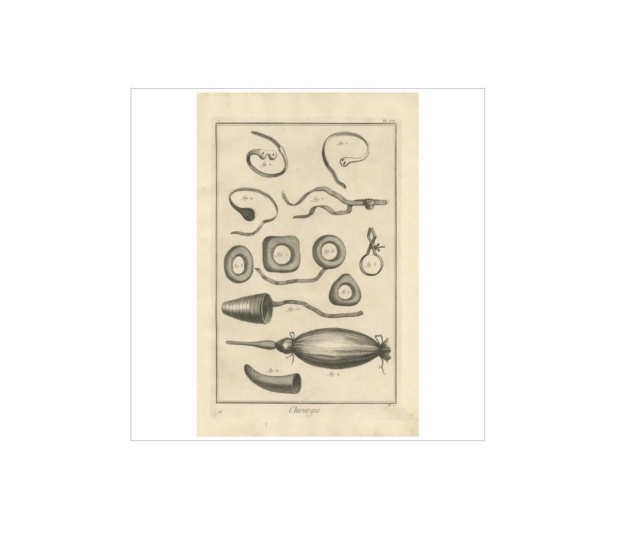 Antique Medical Print 'Pl. VII' by D. Diderot, circa 1760 In Good Condition For Sale In Langweer, NL