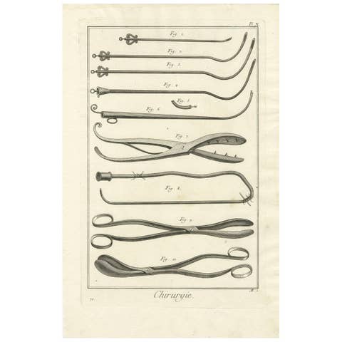 Antique Medical Print 'Pl. X' by D. Diderot, circa 1760