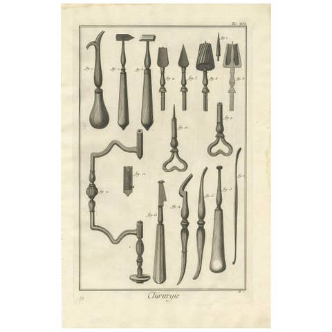 Antique Medical Print 'Pl. XVI' by D. Diderot, circa 1760