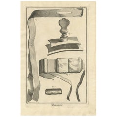 Stampa medica antica 'Pl. XVIII" di D. A. Diderot, 1760 ca.