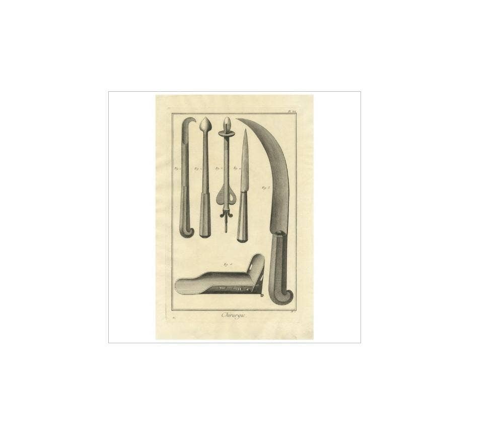 Antique Medical Print 'Pl. XX' by D. Diderot, circa 1760