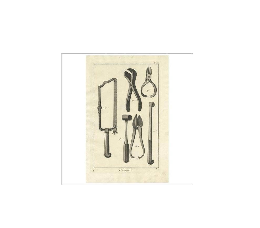 Antique Medical Print ‘Pl. XXI’ by D. Diderot, circa 1760
