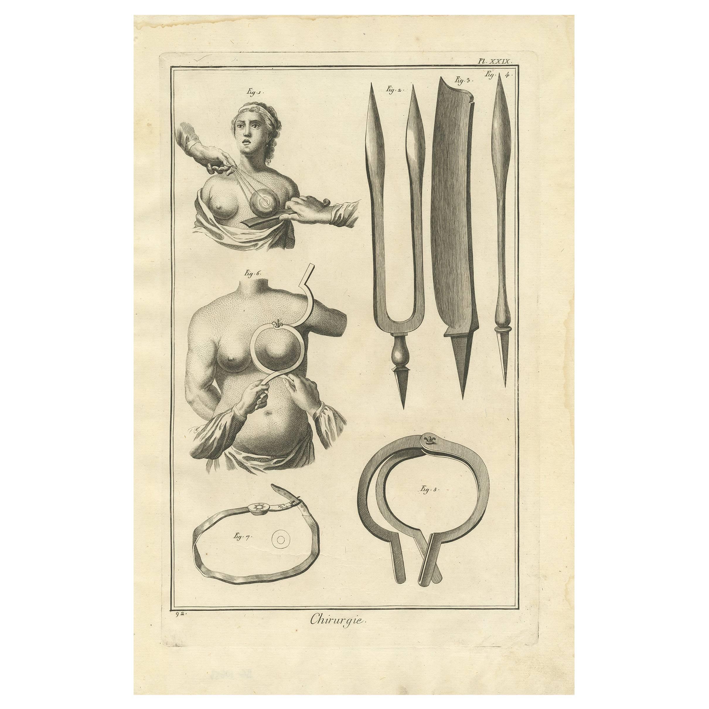 Antique Medical Print 'Pl. XXIX' by D. Diderot, circa 1760