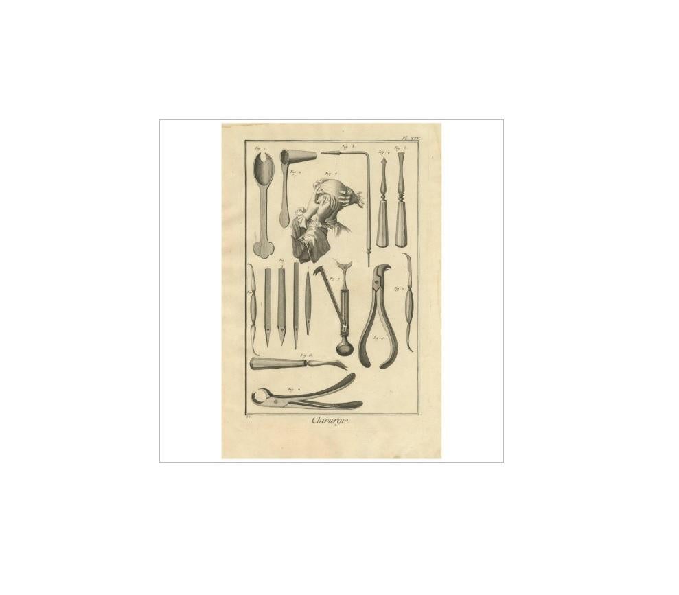 XVIIIe siècle Impression médicale ancienne d'antiquités D. Diderot XXV' par D., vers 1760 en vente