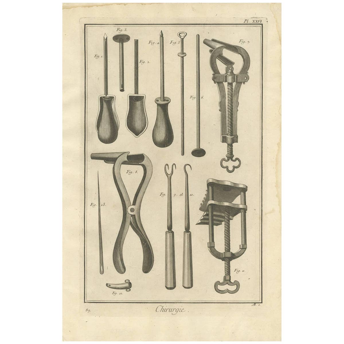 Antique Medical Print 'Pl. XXVI' by D. Diderot, circa 1760