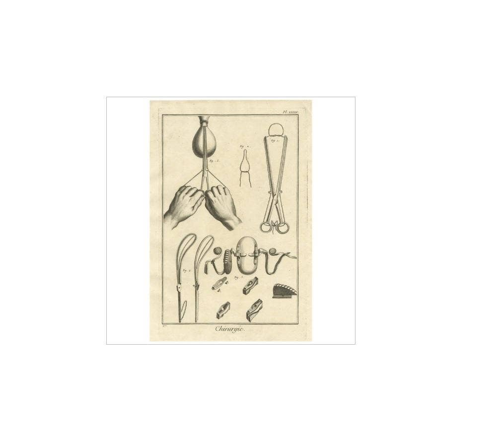 Antique Medical Print 'Pl. XXXIV' by D. Diderot, circa 1760