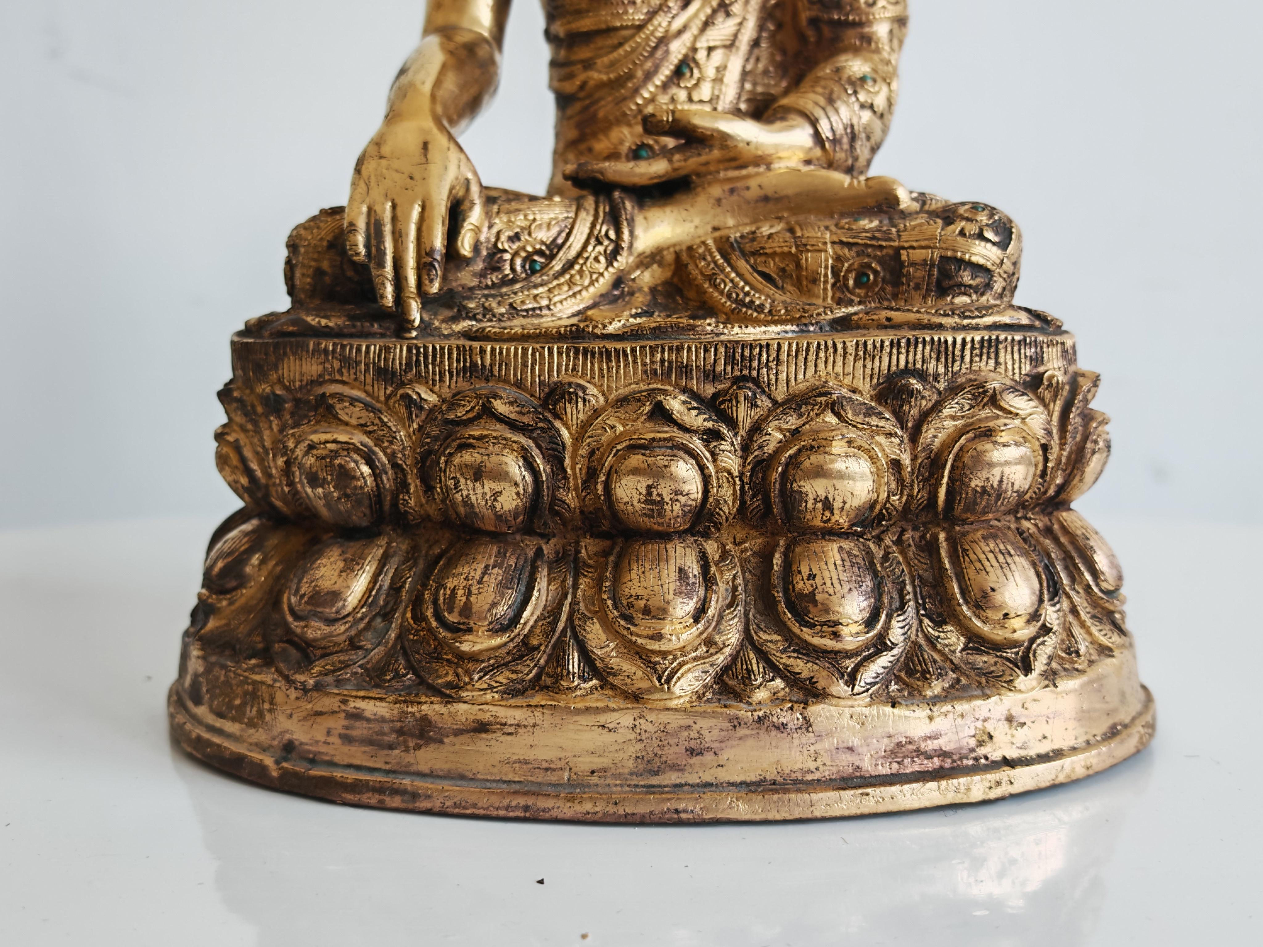 XIXe siècle Bouddahin médicinal ancien en bronze doré, Chine, 19e siècle en vente