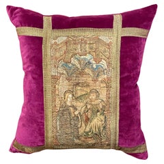 Antique Medieval Needlework Panel Pillow
