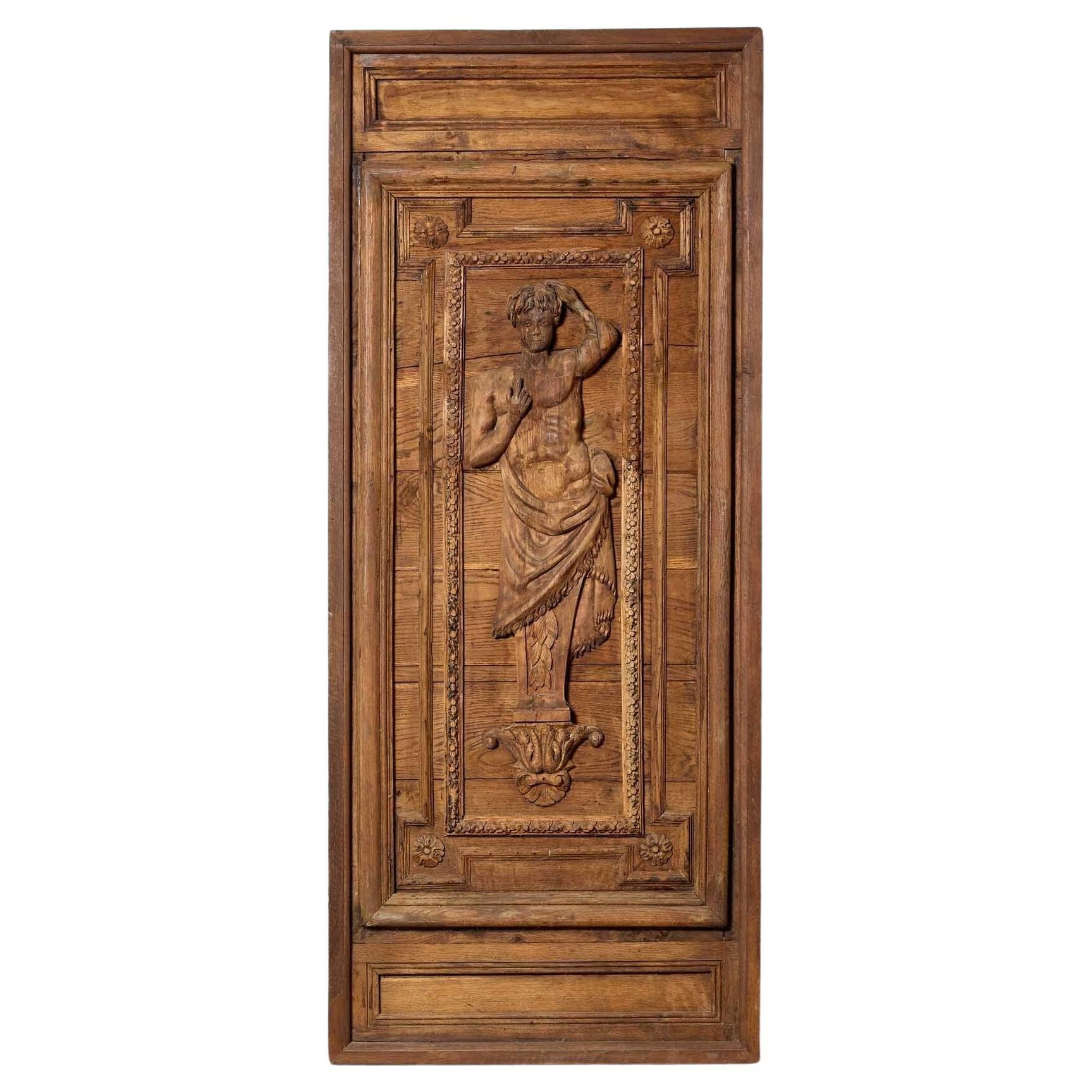 Antique Medieval Style Carved Oak Door or Panel