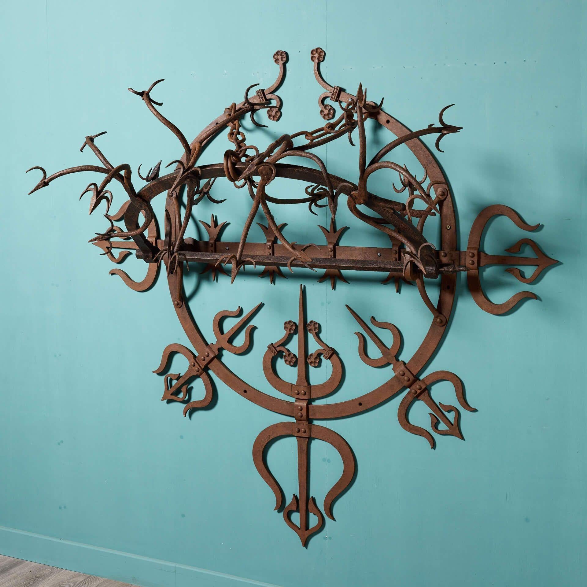 Scottish Antique Medieval Style Wrought Iron Gate Guard For Sale