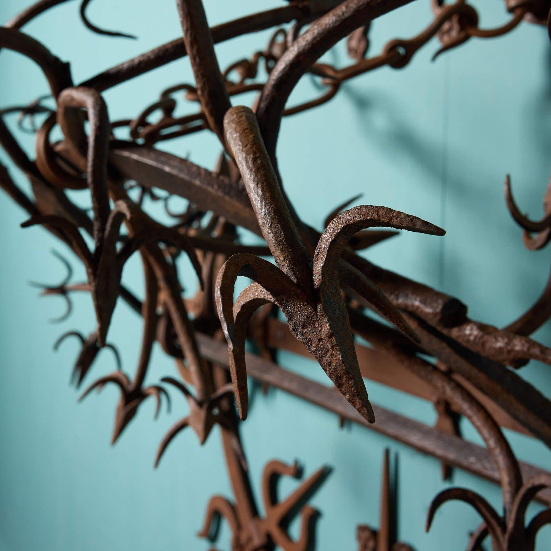 18th Century Antique Medieval Style Wrought Iron Gate Guard For Sale