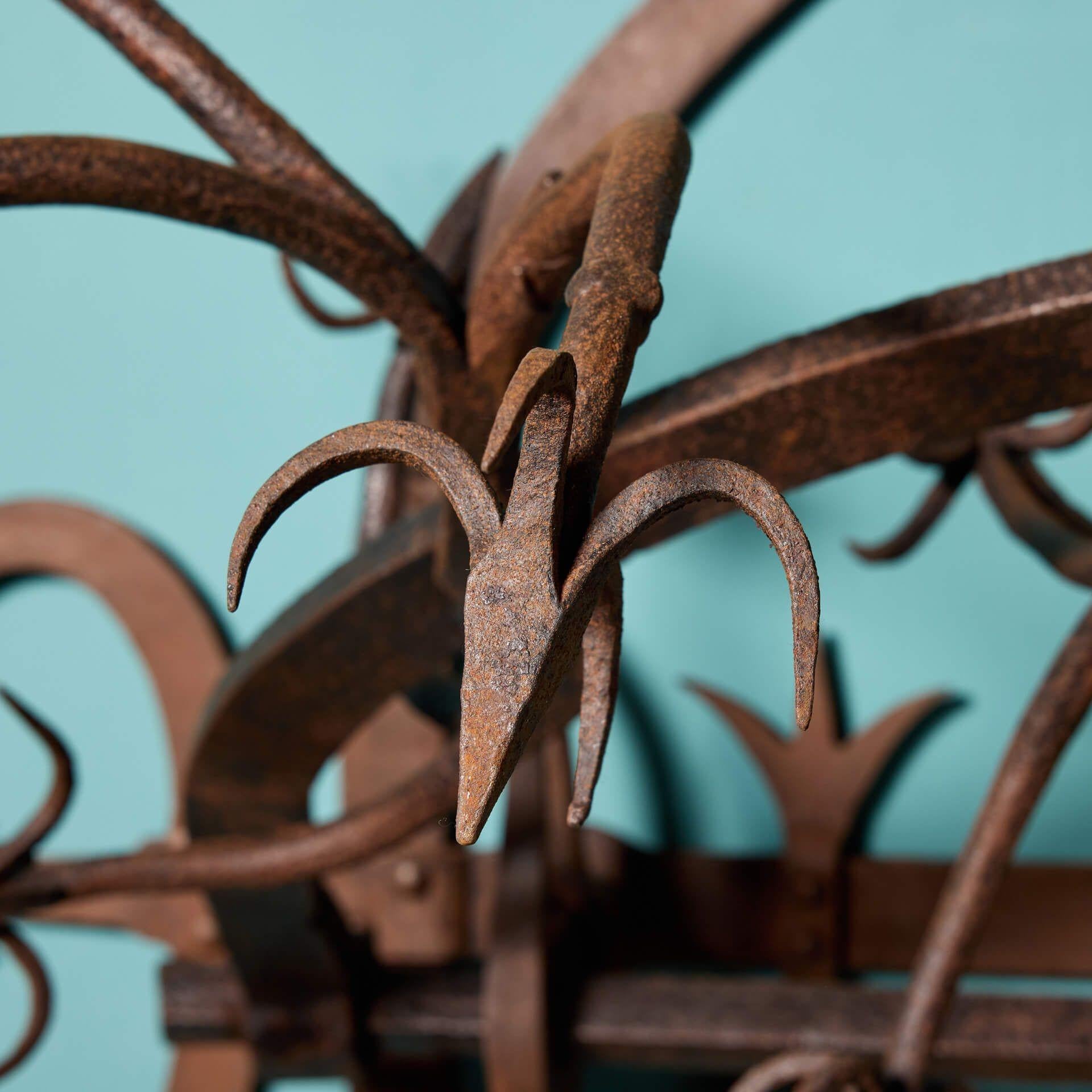 Antique Medieval Style Wrought Iron Gate Guard For Sale 2