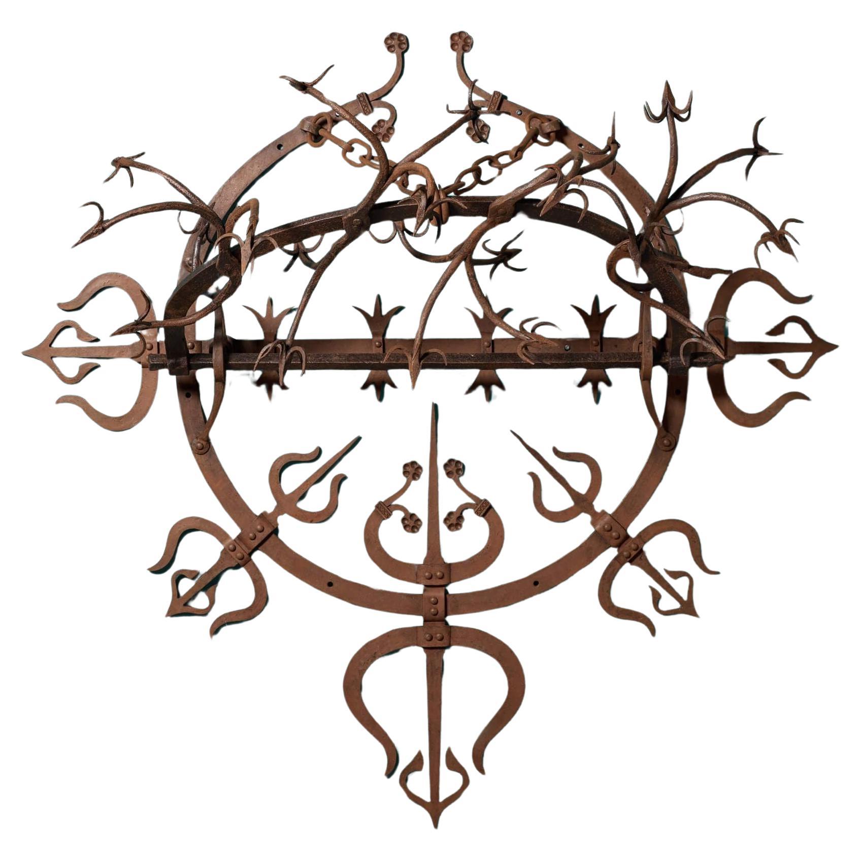 Antique Medieval Style Wrought Iron Gate Guard
