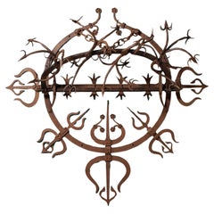 Used Medieval Style Wrought Iron Gate Guard