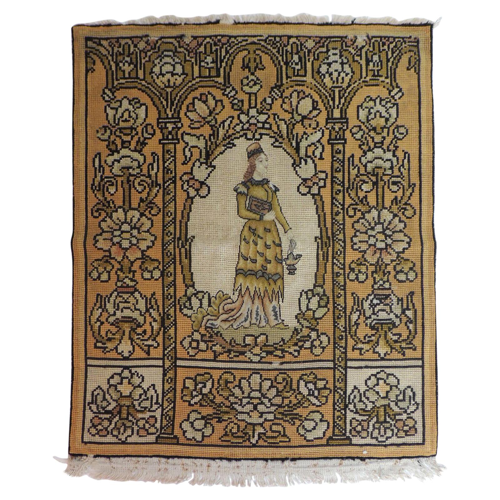 Antique Medieval Theme Yellow and Gold Tapestry