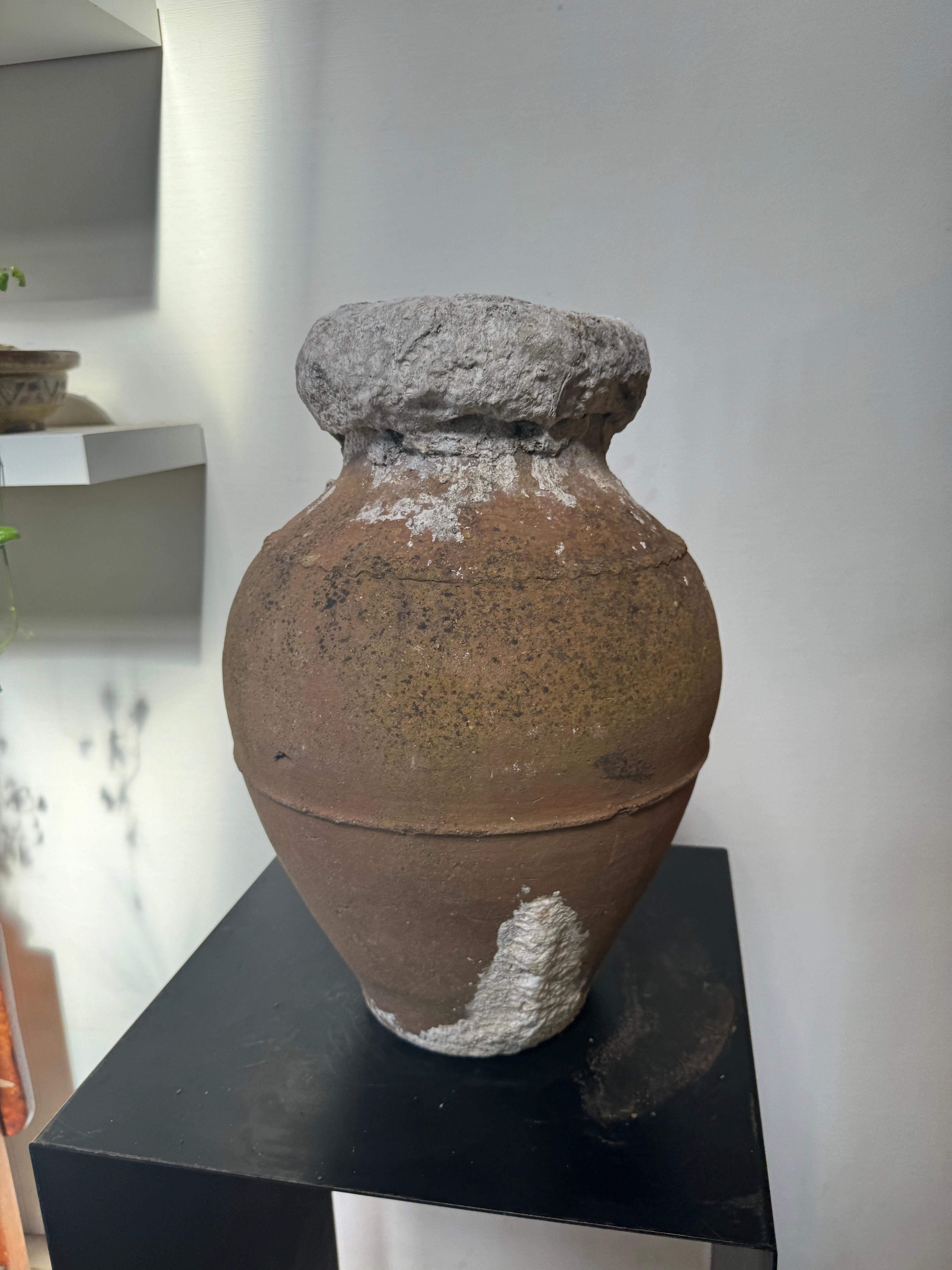 Antique Mediterranean Amphora-Style Storage Pot with Calcified Patina For Sale 7