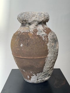Antique Mediterranean Amphora-Style Storage Pot with Calcified Patina