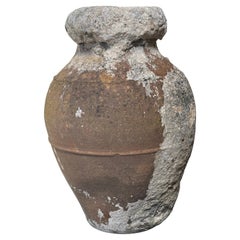 Antique Mediterranean Amphora-Style Storage Pot with Calcified Patina