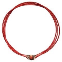 Antike mediterrane Korallen-Halskette aus dem späten 19. Jahrhundert