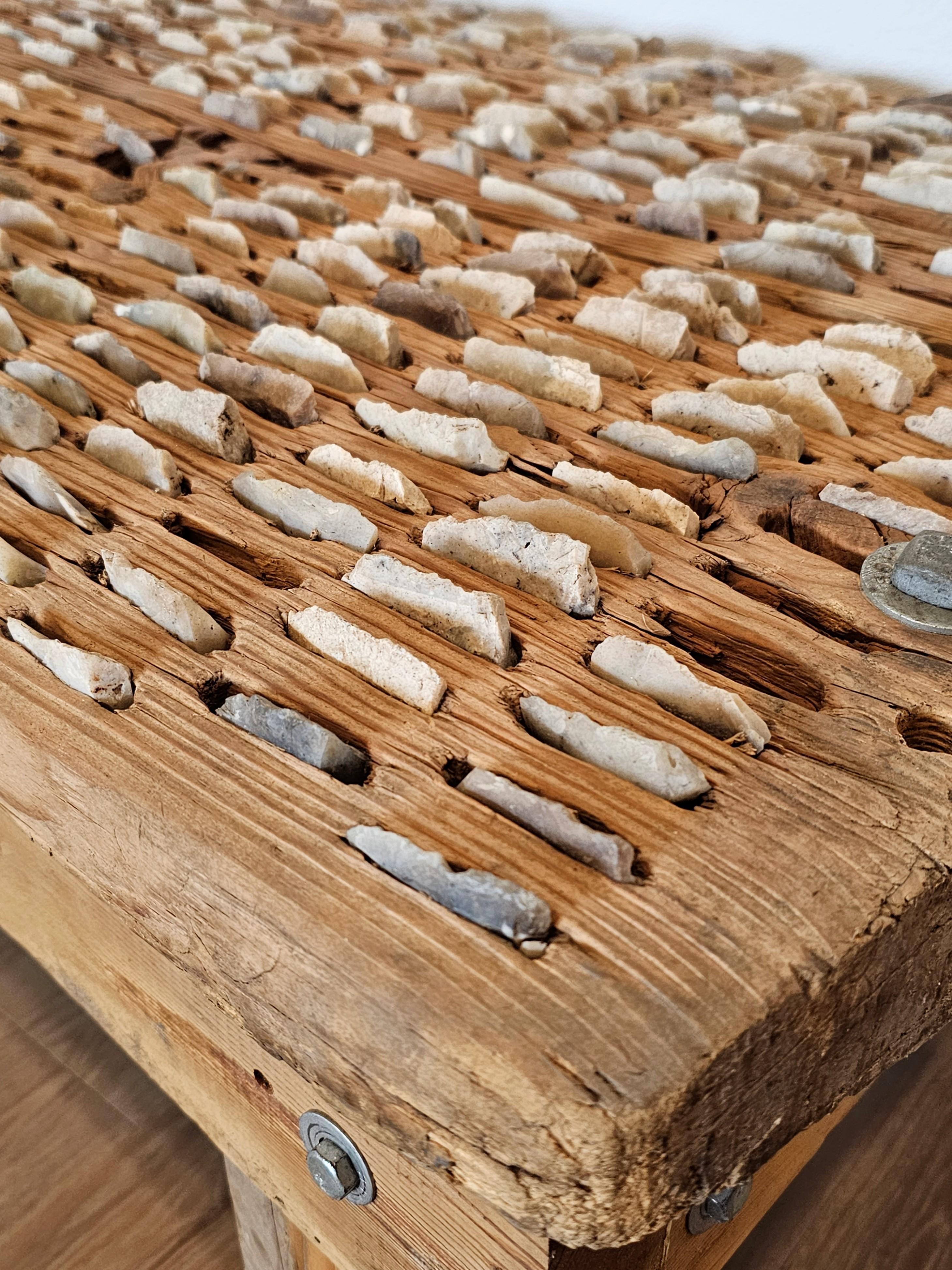 Ancienne planche à battre de ferme méditerranéenne Banc ou table Tribulum primitif  Bon état - En vente à Forney, TX