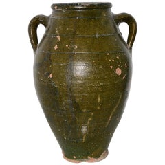 Antique Mediterranean Green Olive Jar
