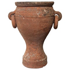 Antique Mediterranean Terracotta Amphora Planter with Double Loop Handles