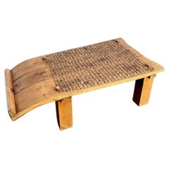 Antique Mediterranean Threshing Table/Coffee Table With Glass Top Antique Mediterranean Threshing Table/Coffee Table With Glass Top