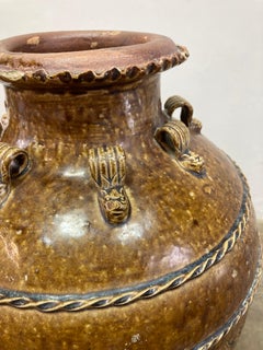 Antique Medium-Tall Martaban Earthenware Urn