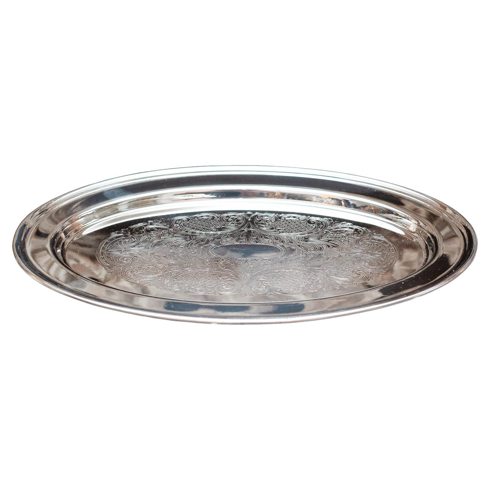 Antique Medium Viking Silver Silver-Plate Oval Serving Tray For Sale