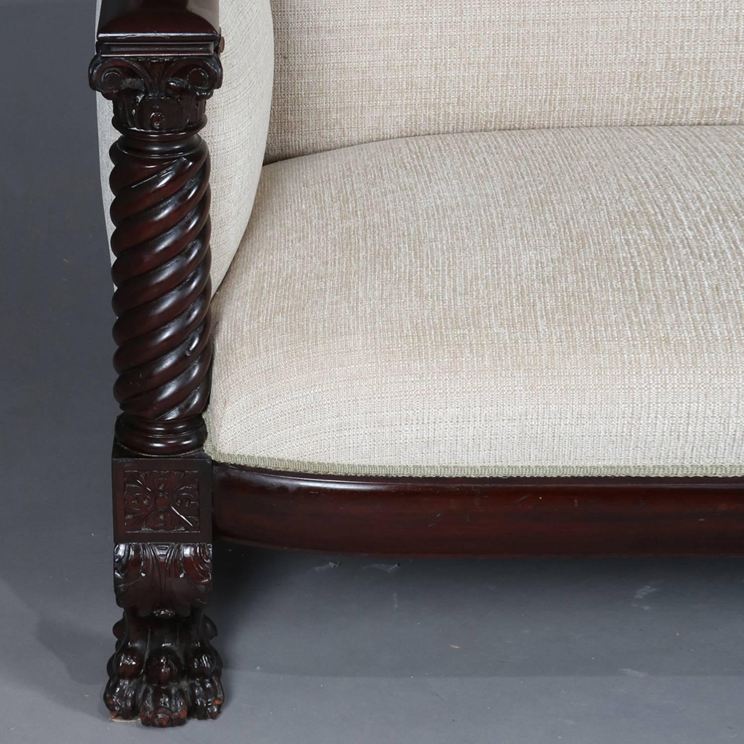 Antique Meeks School American Empire Classical Carved Mahogany Sofa, circa 1840 1