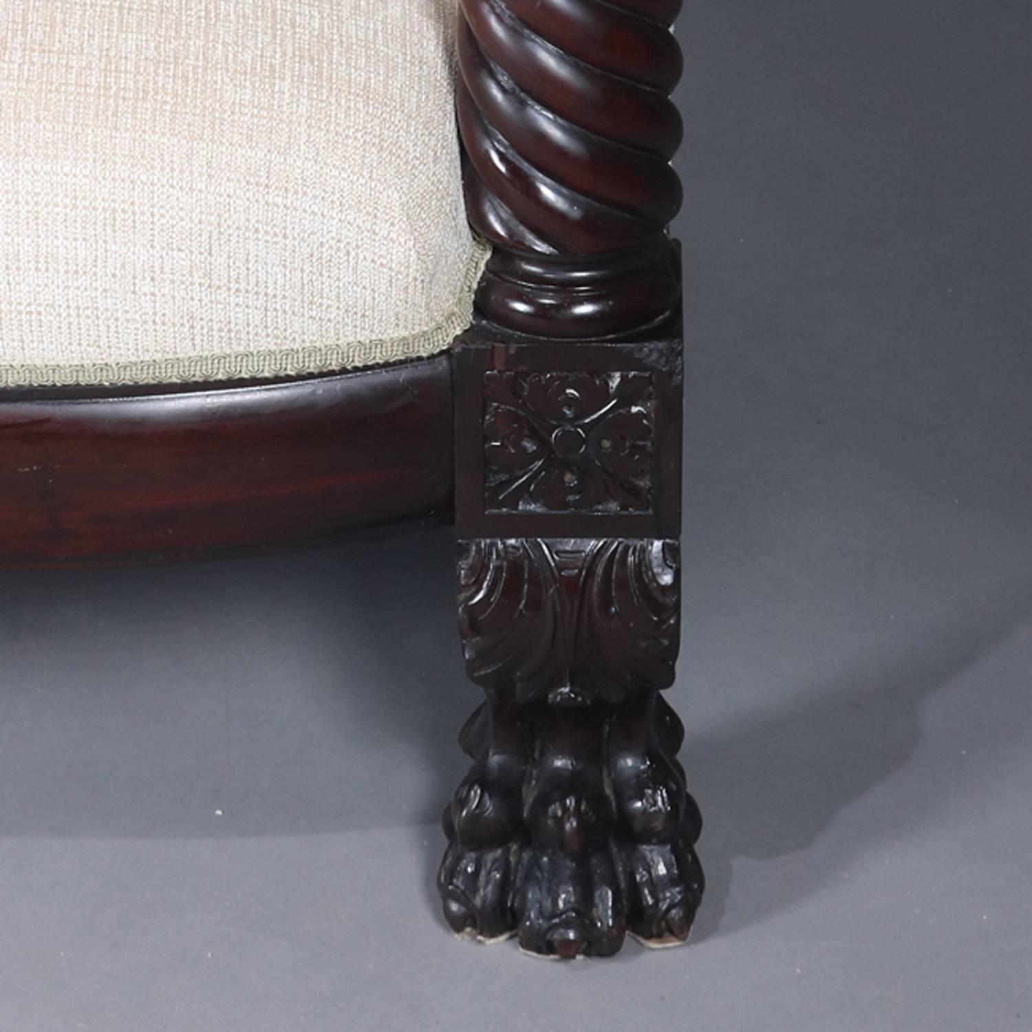 Antique Meeks School American Empire Classical Carved Mahogany Sofa, circa 1840 2