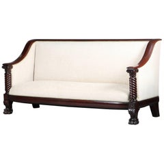 Antique Meeks School American Empire Classical Carved Mahogany Sofa, circa 1840