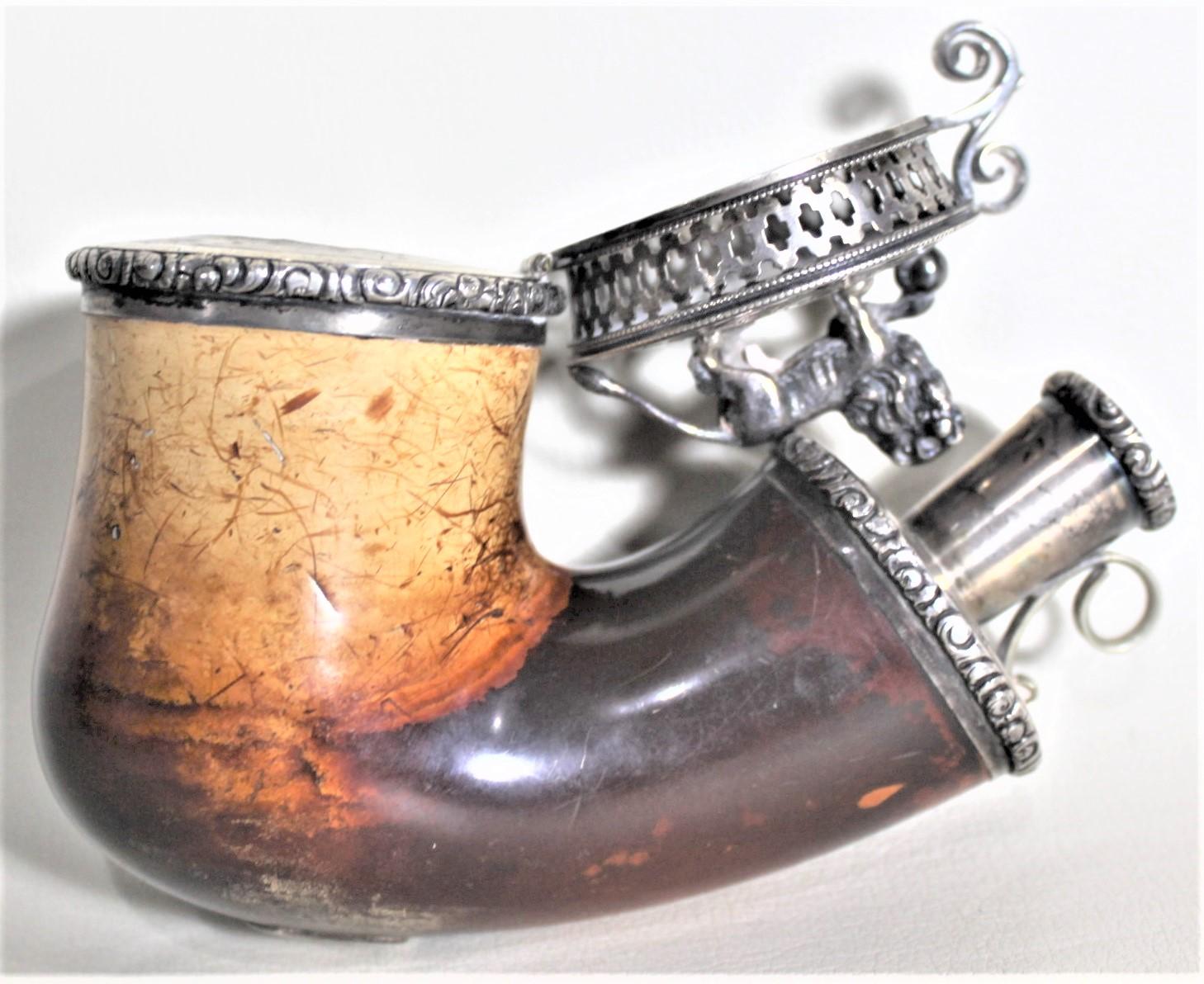 Antique Meerschaum Smoking Pipe with Silver Figural Standing Lion Top & Mounts For Sale 2