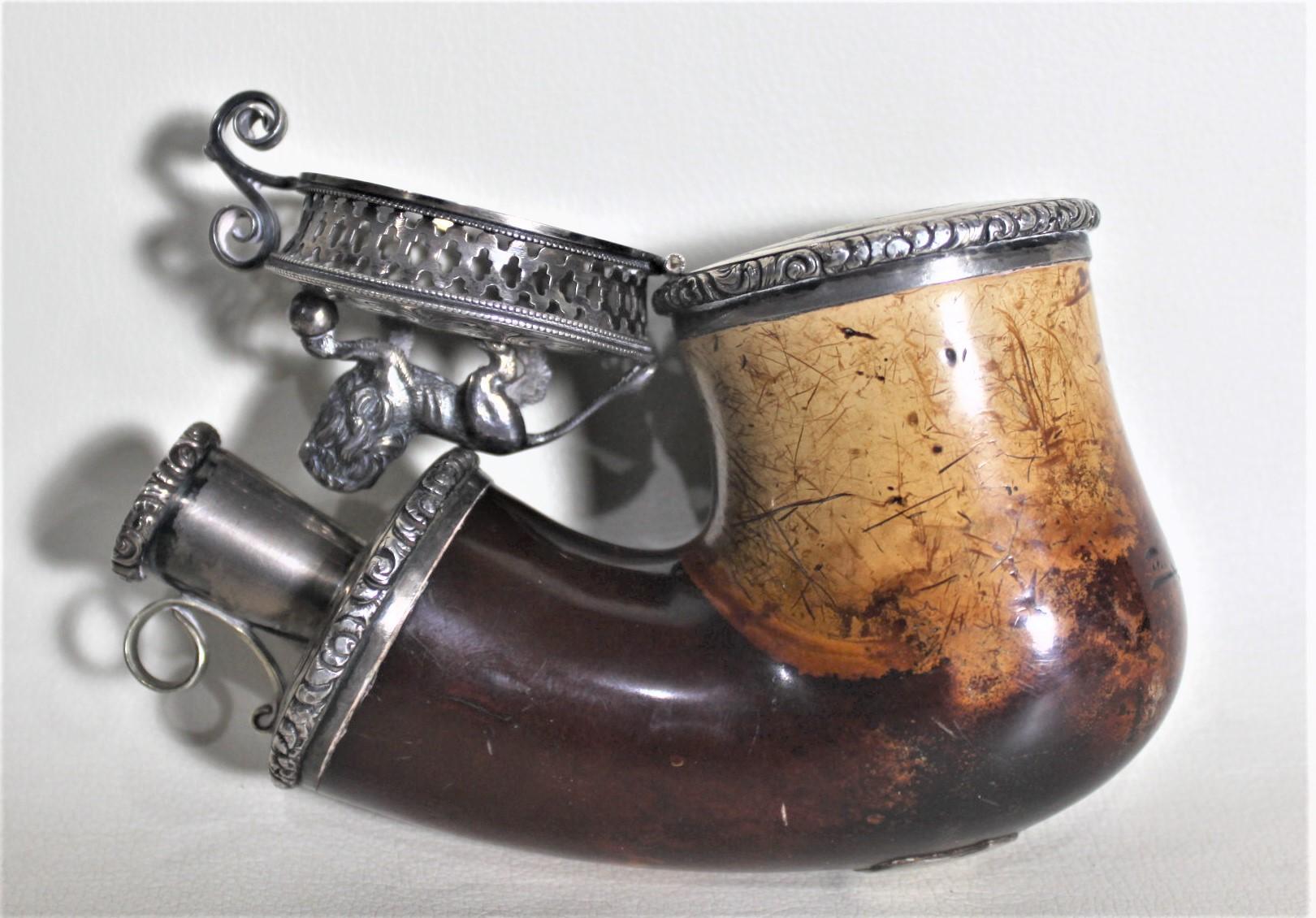 Antique Meerschaum Smoking Pipe with Silver Figural Standing Lion Top & Mounts For Sale 4