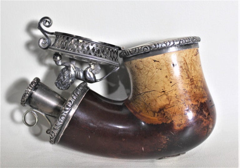 Antique Meerschaum Smoking Pipe with Silver Figural Standing Lion Top and  Mounts For Sale at 1stDibs