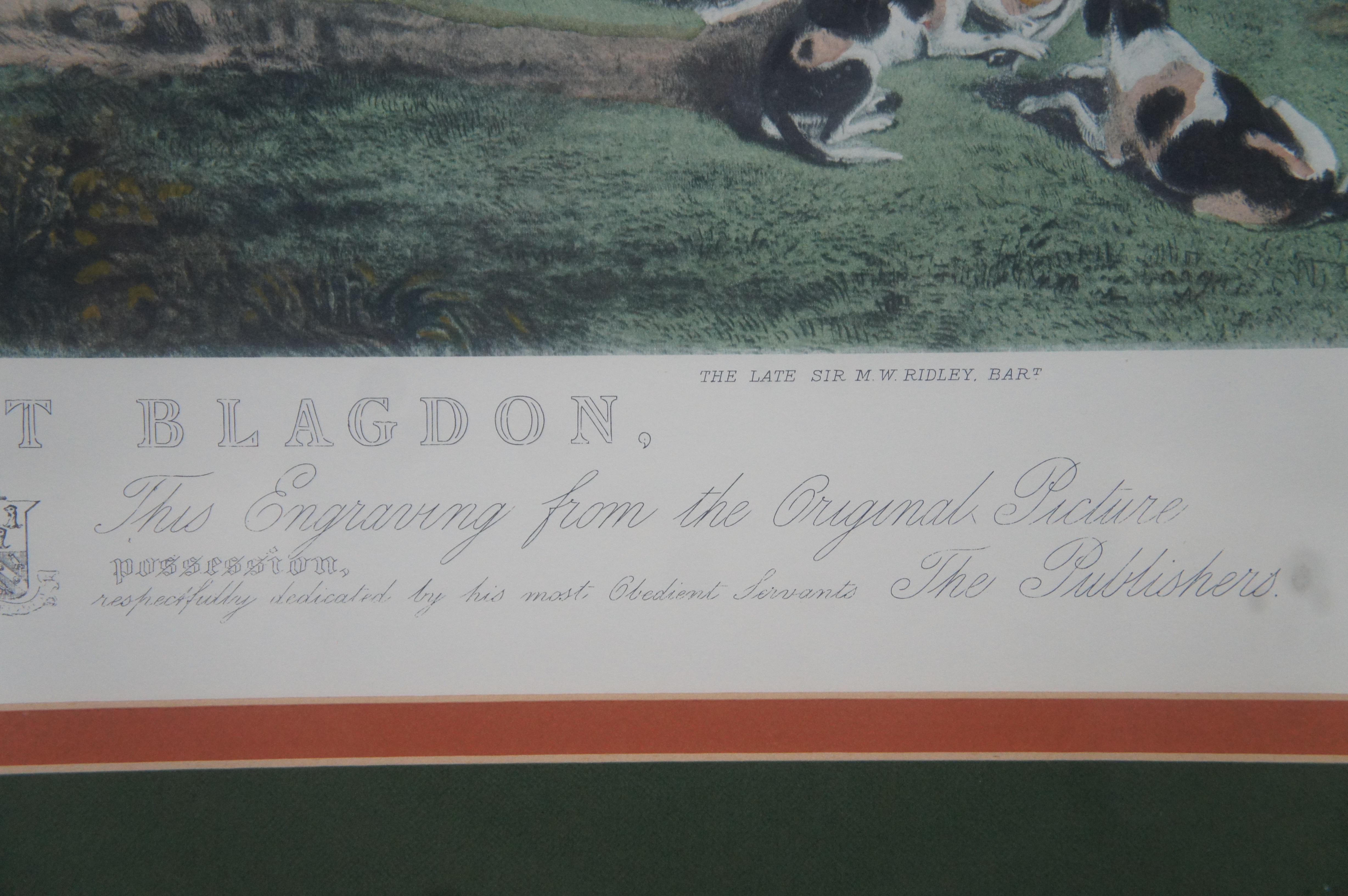 Antique Meet at Blagdon Hand Colored Fox Hunt Engraving Snow Lurton 3