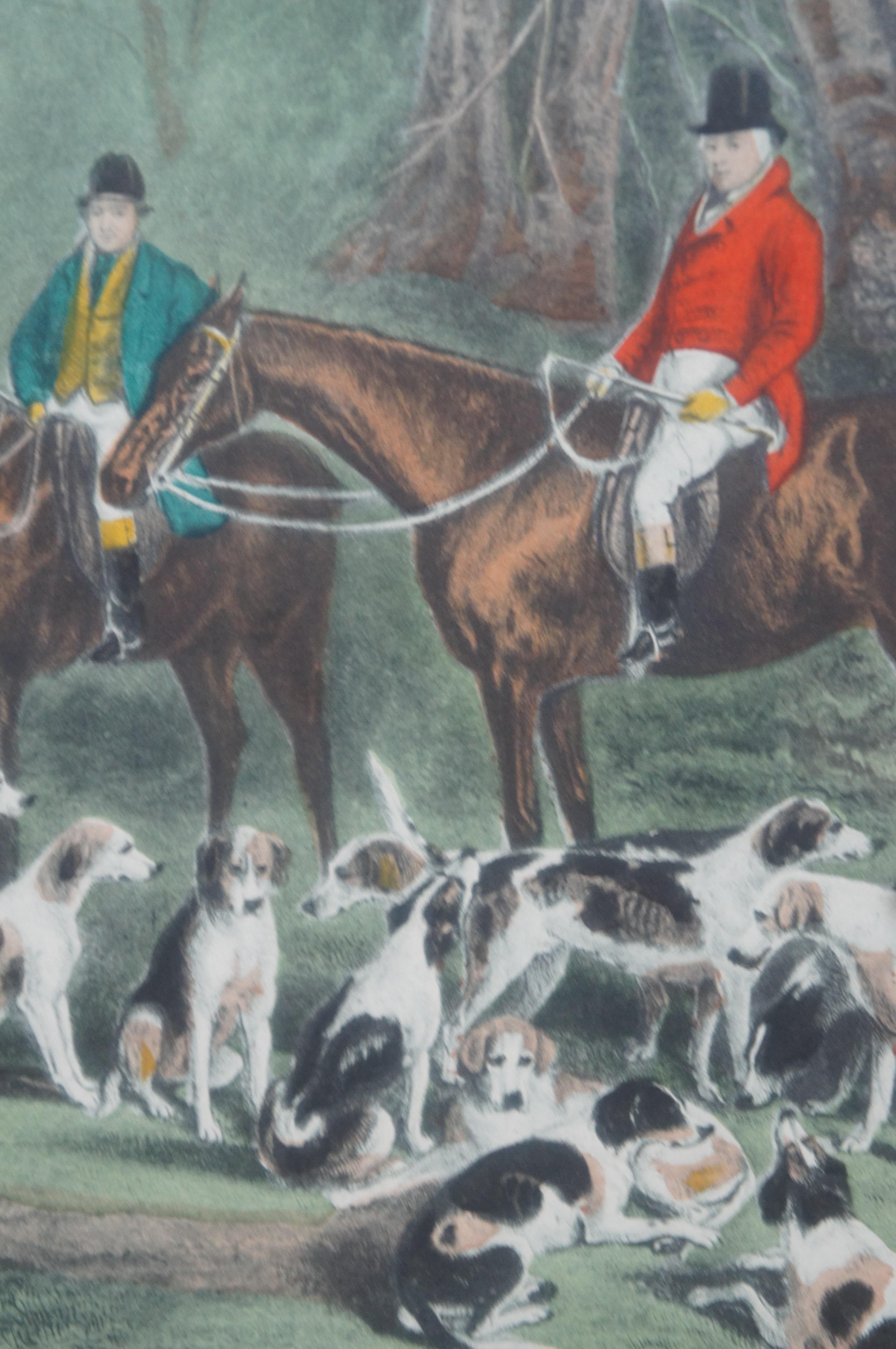 Antique Meet at Blagdon Hand Colored Fox Hunt Engraving Snow Lurton 4