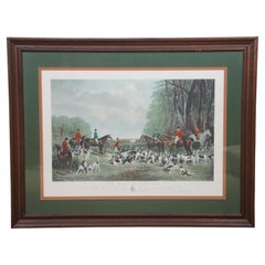 Antique Meet at Blagdon Hand Colored Fox Hunt Engraving Snow Lurton