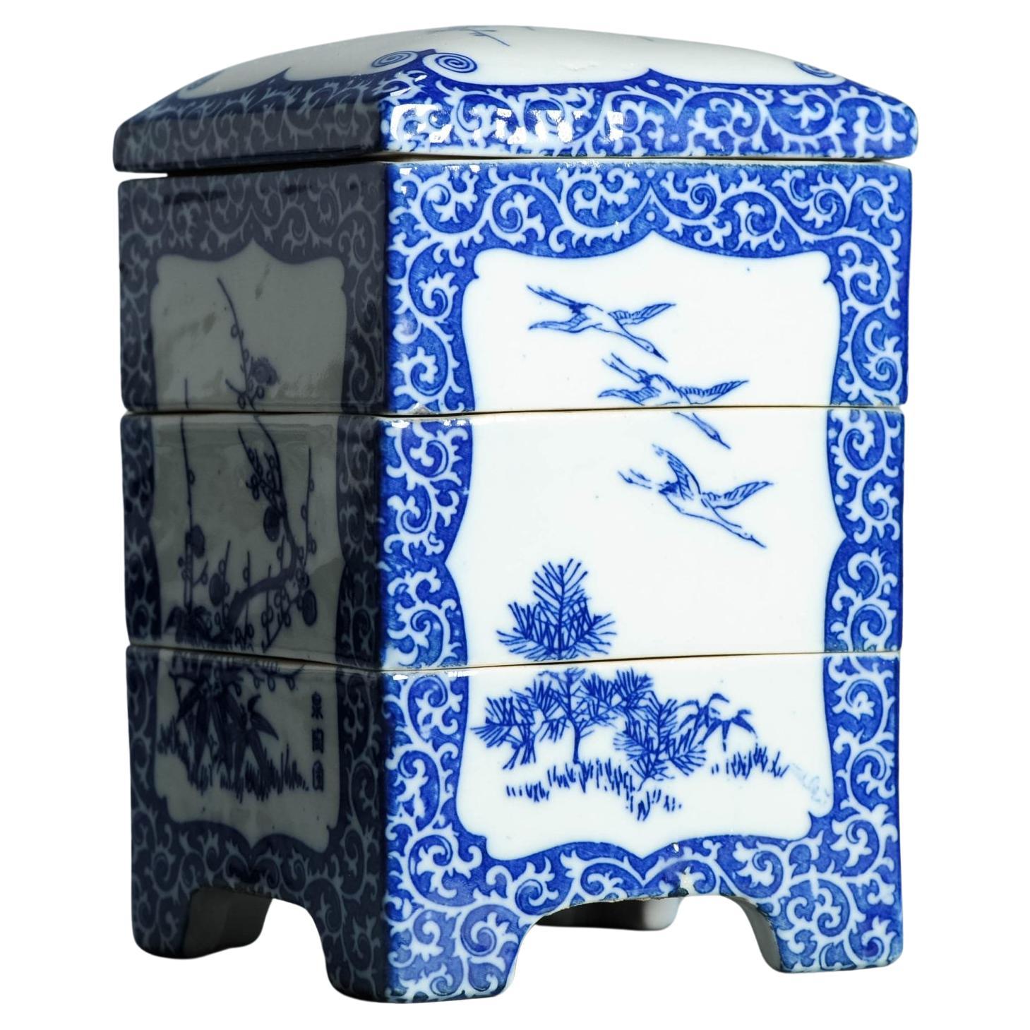 Antique Meiji 19th C Japanese Jubako Ikegawa Ware Tea Ceremony Box Japan