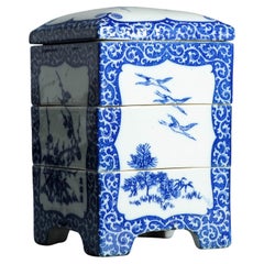 Antique Meiji 19th C Japanese Jubako Ikegawa Ware Tea Ceremony Box Japan