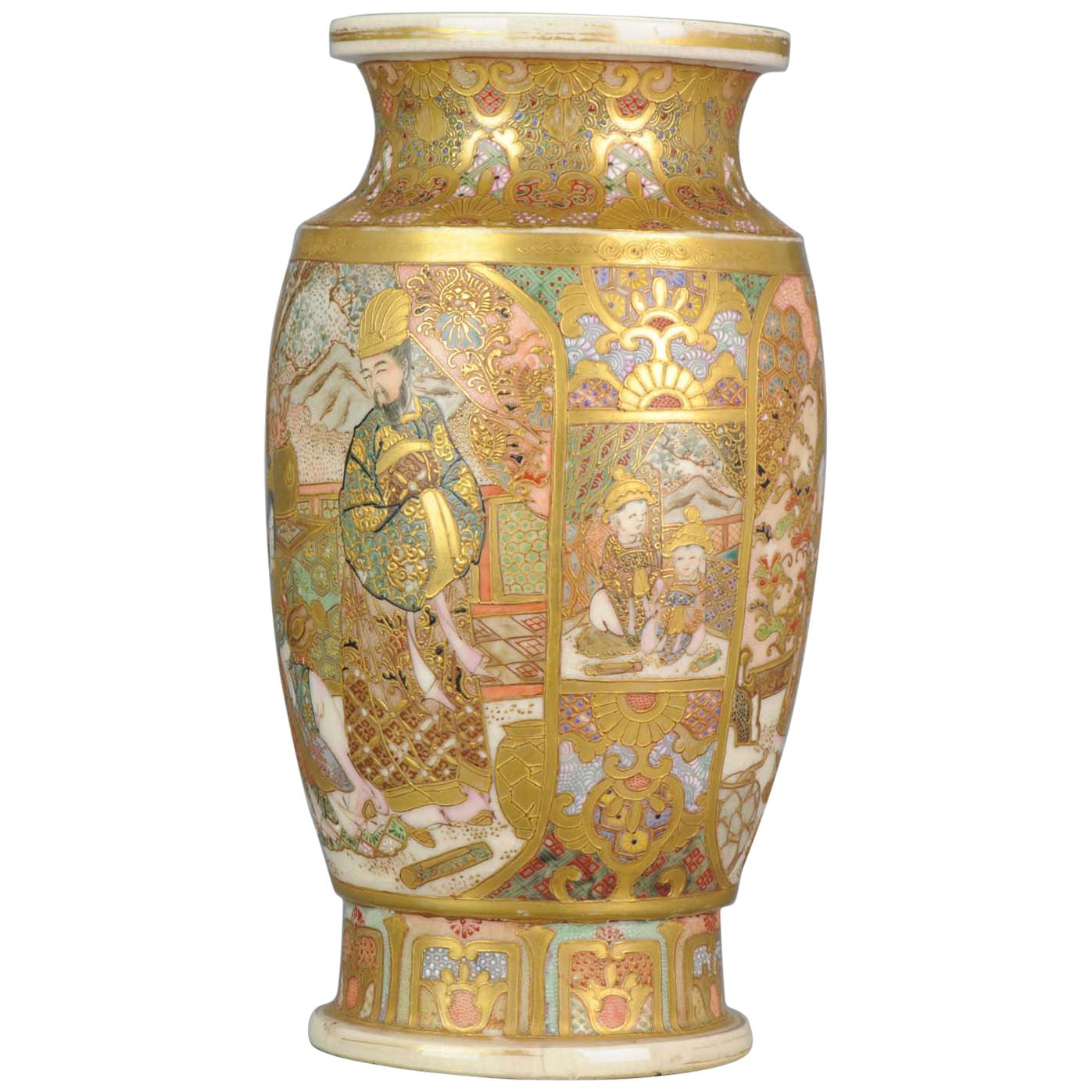 Pair of Japanese Vases Decorated with Kabuki Figures and Samurai