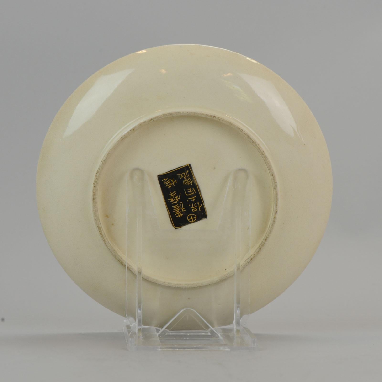 Antique Meiji 19th Century Japanese Satsuma Plate Immortal Figures Marked Base In Excellent Condition In Amsterdam, Noord Holland