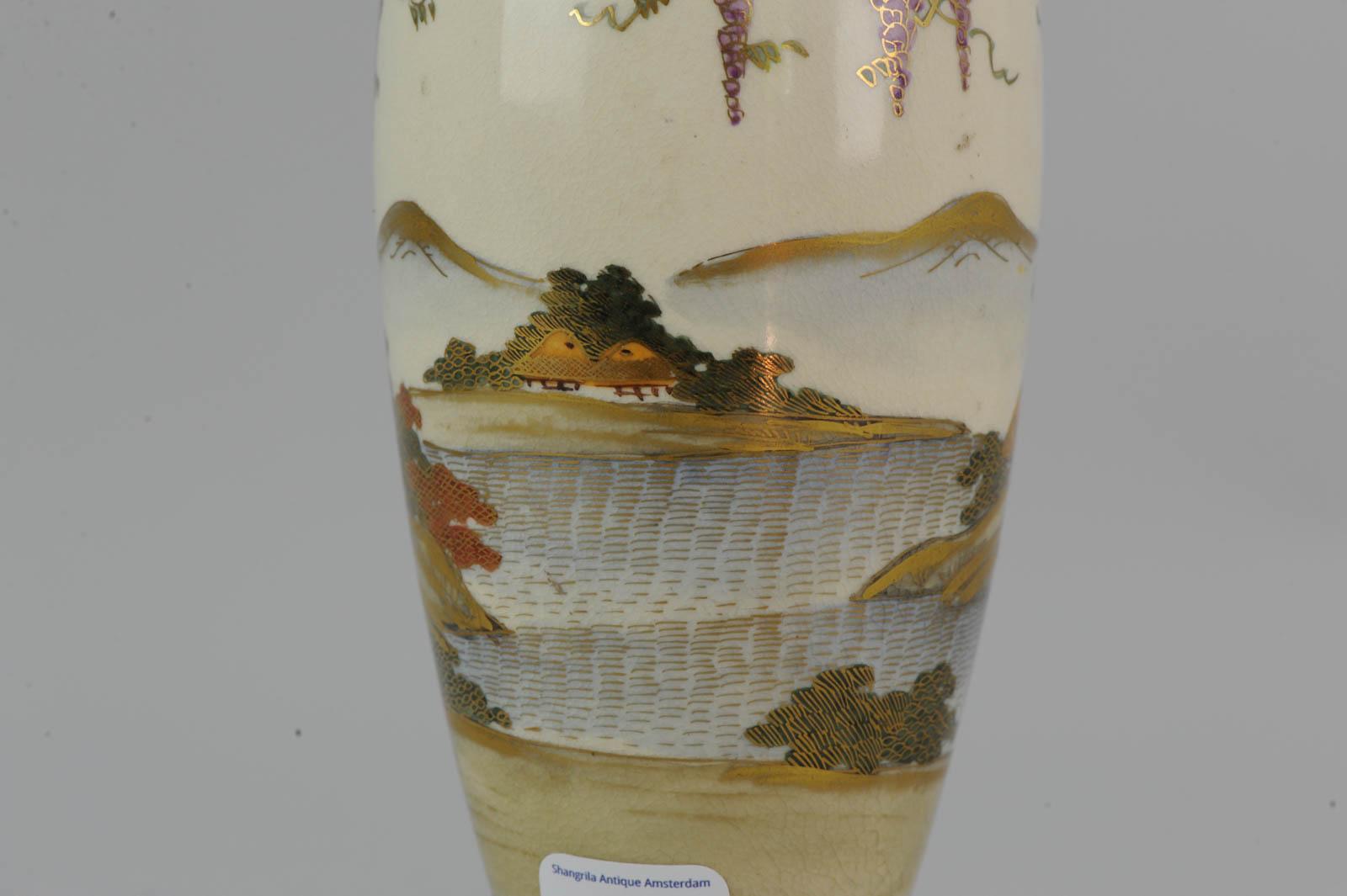 Antique Meiji 19th Century Japanese Satsuma Vase Ladies Figures Marked Base 5